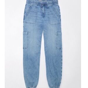 American Eagle Dreamy Drape Stretch High-Waisted Baggy Cargo Jogger Jean